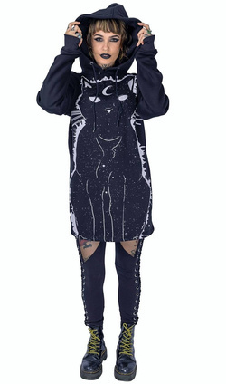 Bluza damska gotycka Moon Kitty Hood