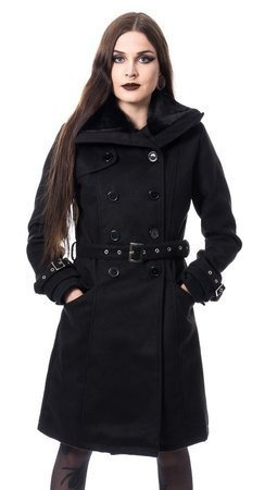 Płaszcz militarny z futerkowym kołnierzem Lutana