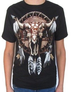 Koszulka indiańska - CZASZKA, INDIAŃSKIE PIÓRA